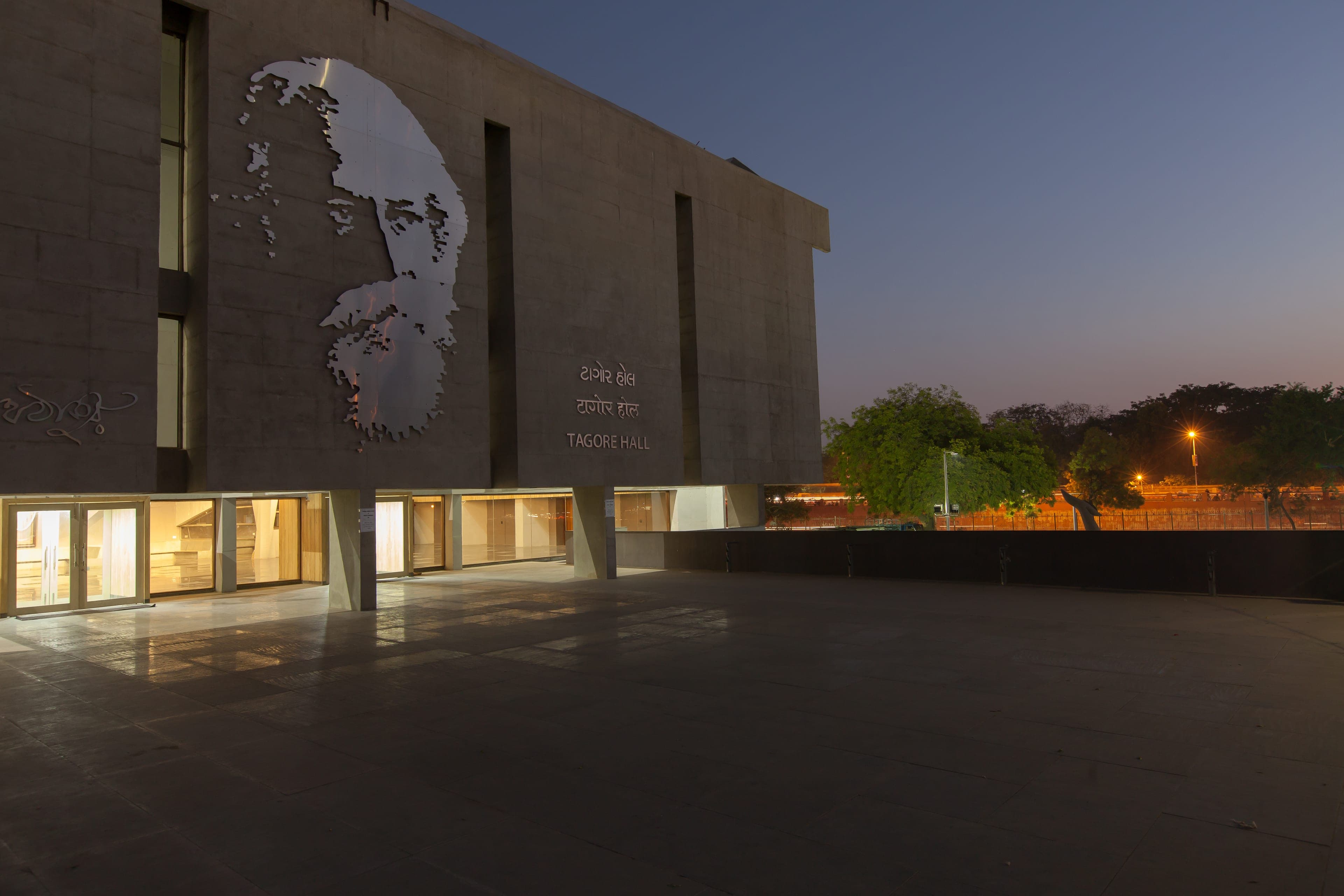 Tagore Hall — exterior dusk 01
