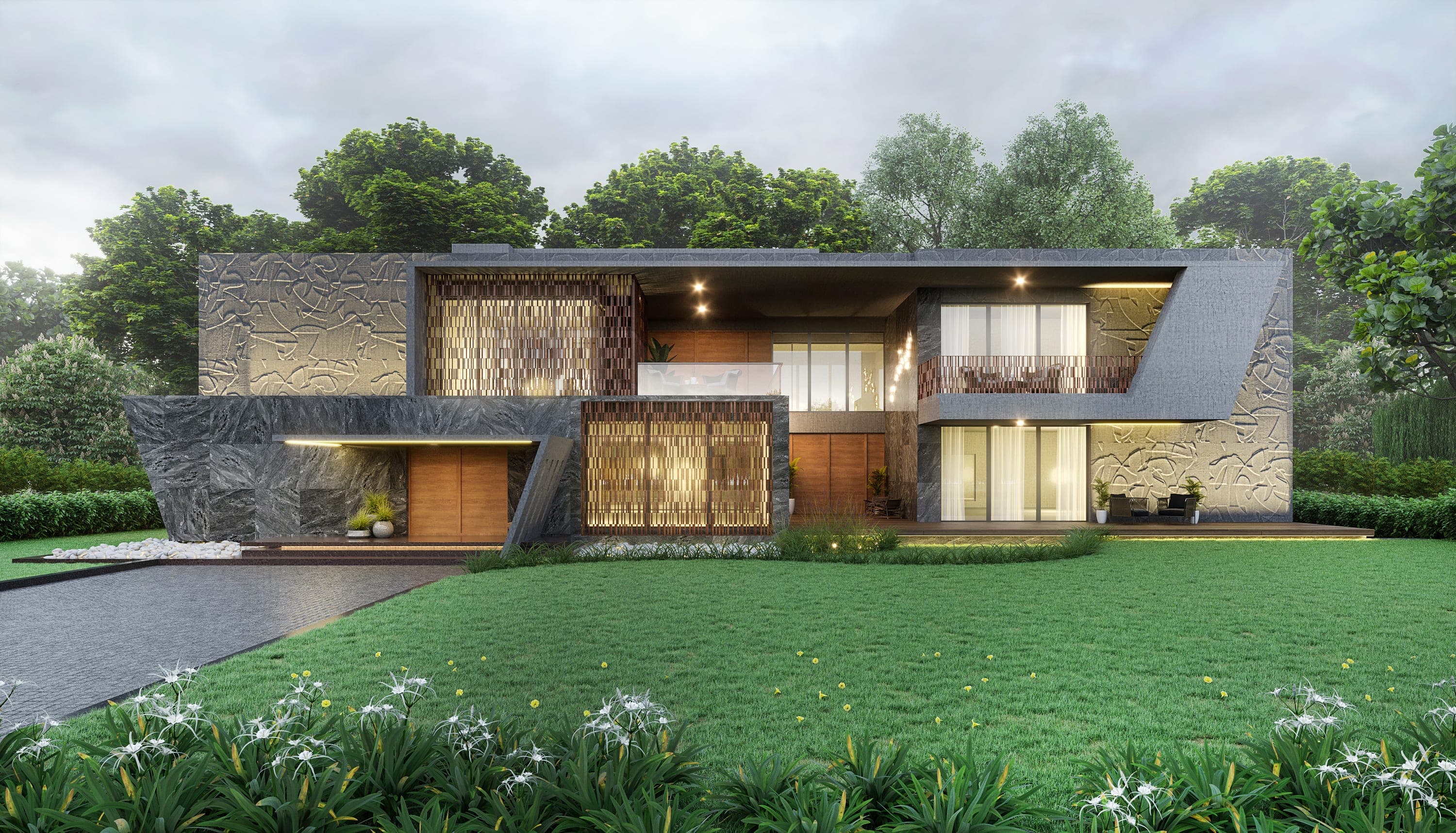 Kameshwar Omkar Residence — exterior dusk 04
