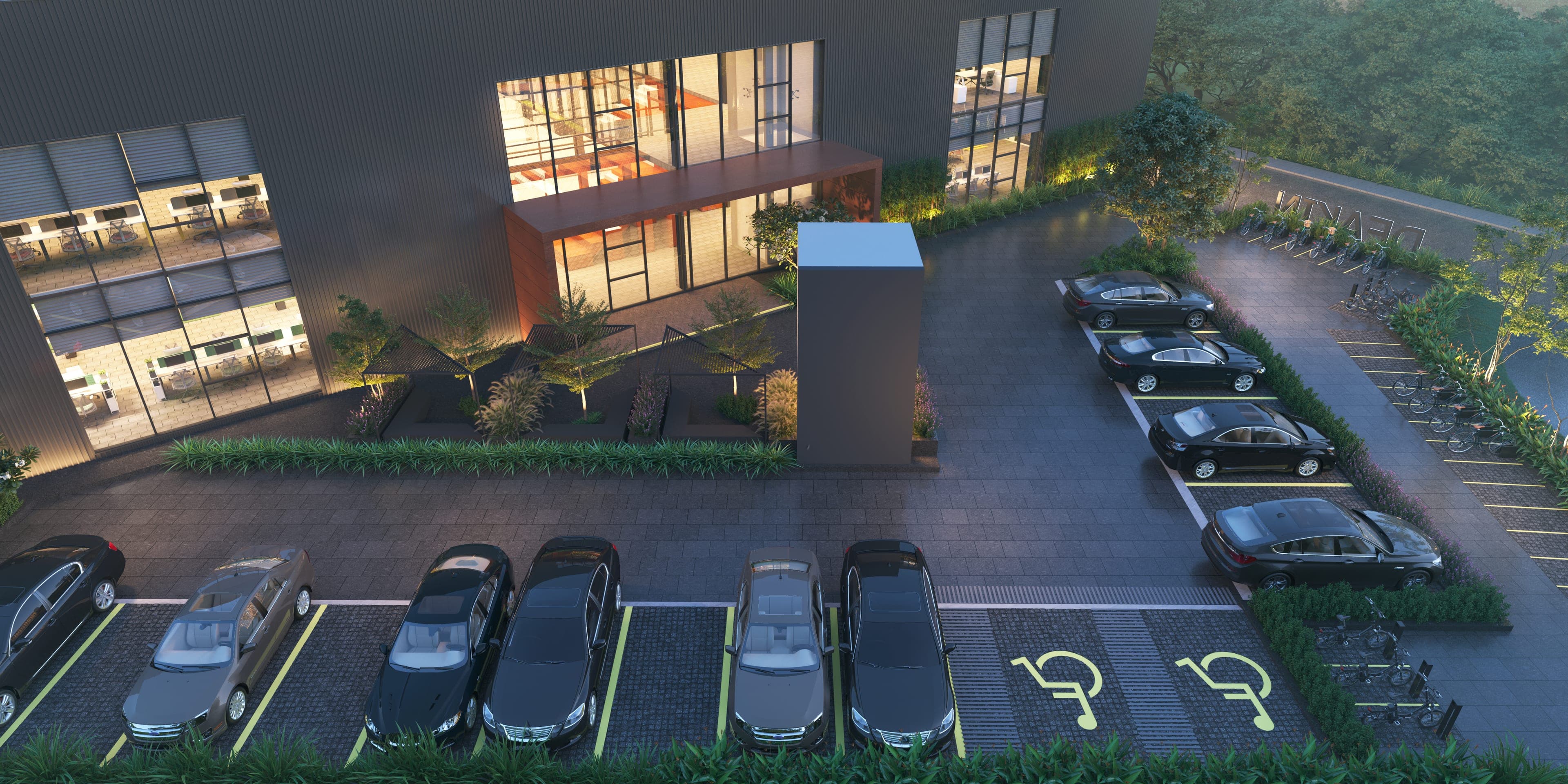 DevX Co-Working Gift City — prjia05 exterior dusk 03